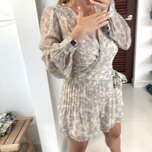 Express baby blue and cream chiffon floral romper